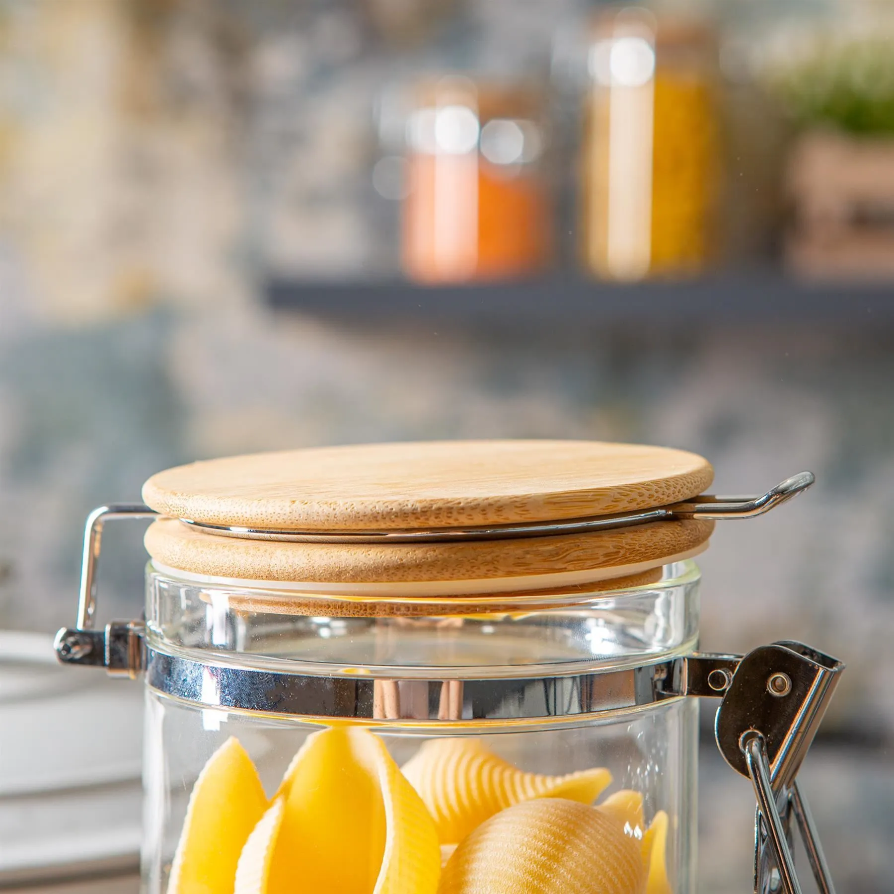 1.4L Glass Storage Jar with Wooden Clip Lid - By Argon Tableware