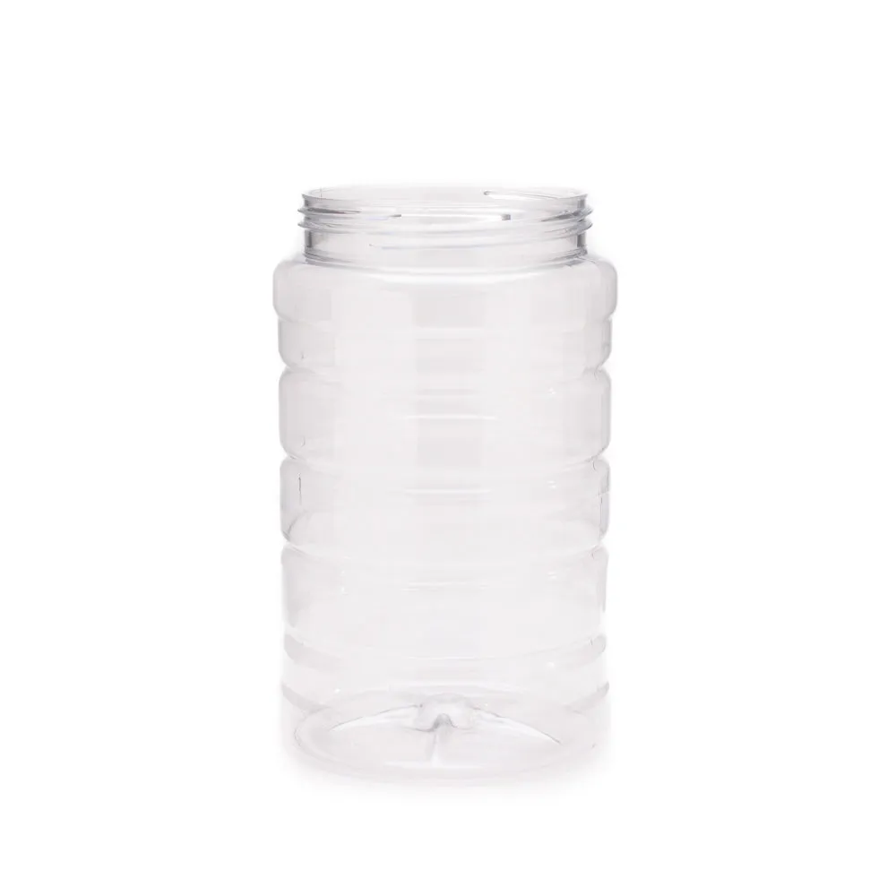 1L Plastic Jar PET Bottle Ribbed with Screw Lid