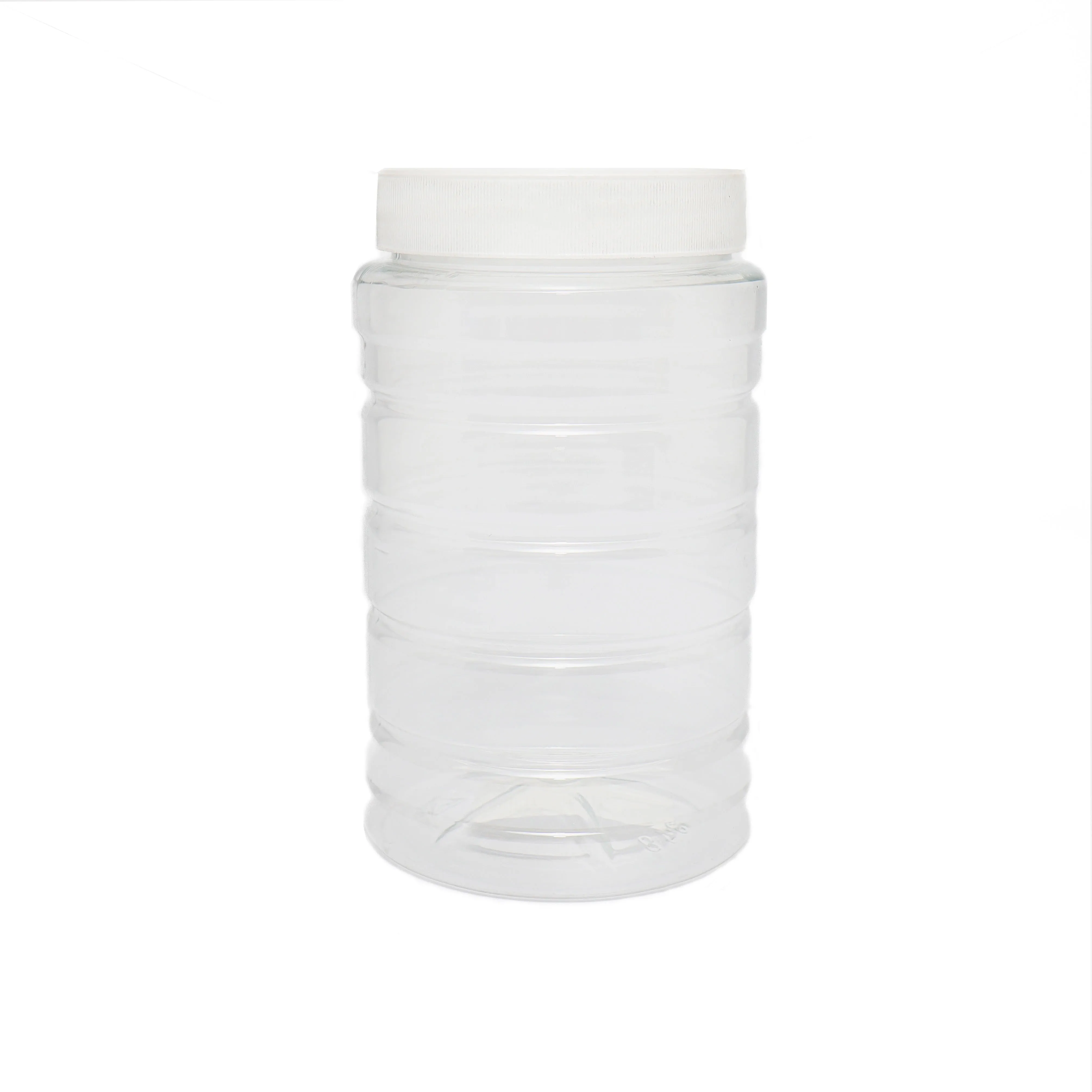 1L Plastic Jar PET Bottle Ribbed with Screw Lid