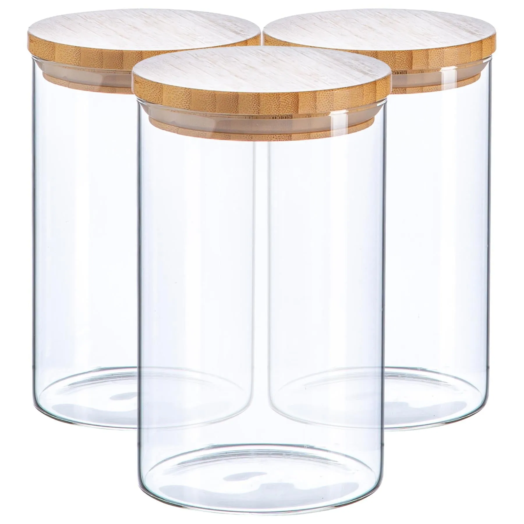 1L Scandi Storage Jars with Wooden Lids - Pack of Three - By Argon Tableware