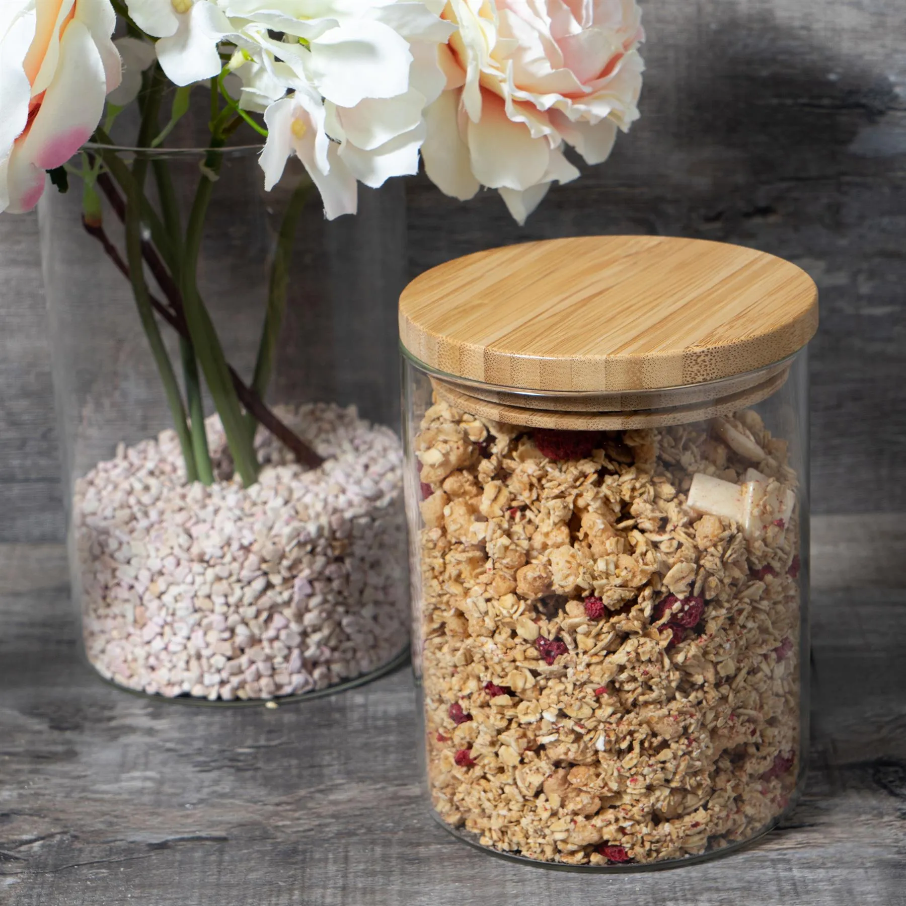 1L Scandi Storage Jars with Wooden Lids - Pack of Three - By Argon Tableware