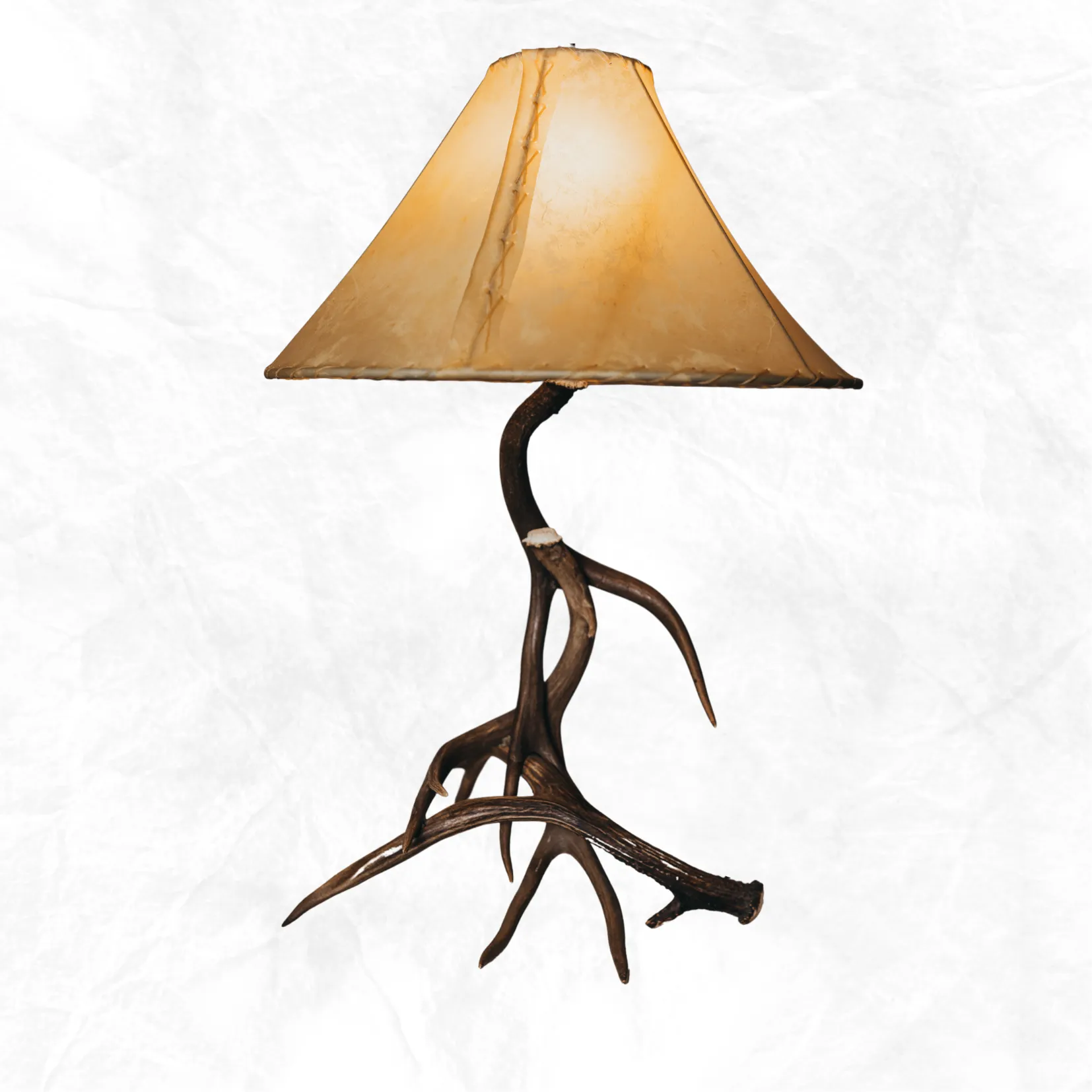 3 Horn Mule Deer Antler Table Lamp