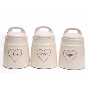 3 x Ceramic Jars 13cm - White