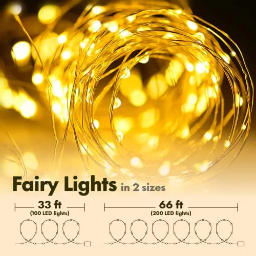 33ft 100 LED Silver Wire Fairy String Lights - Battery Operated - Warm White - 1 Pack