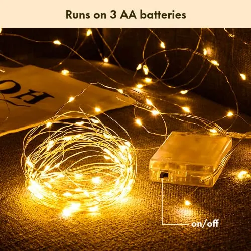 33ft 100 LED Silver Wire Fairy String Lights - Battery Operated - Warm White - 1 Pack