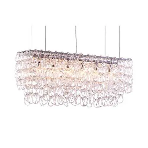 36.6" x 10" x 17" Clear, Glass, Chrome, Stream Ceiling Lamp