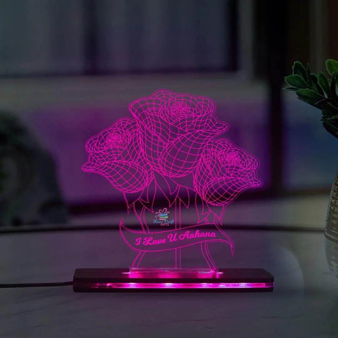 3d Acrylic Multi-Colored Rose LED Lamp