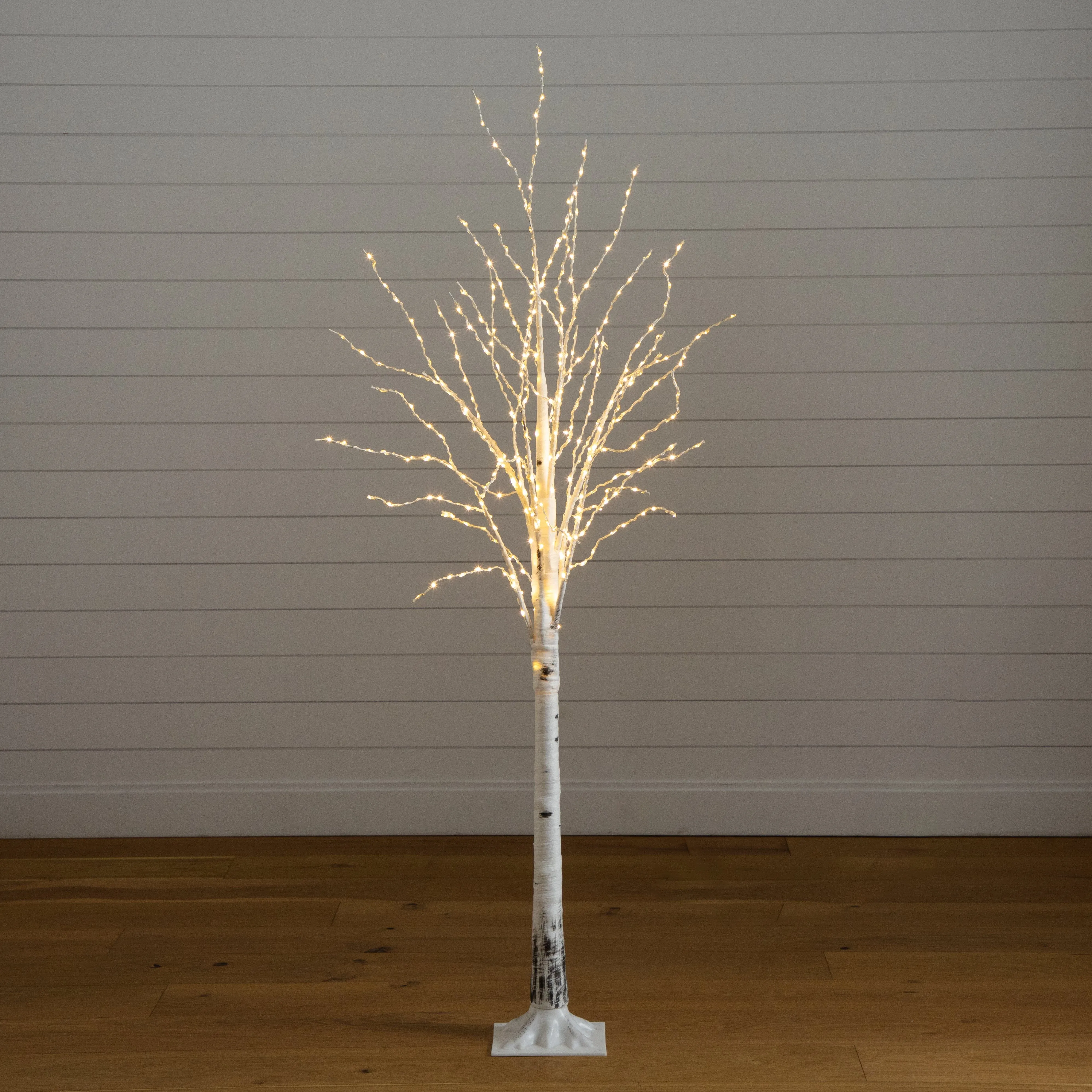 6’ Pre-Lit Artificial White Birch Tree with 400 Color Changing LED Lights