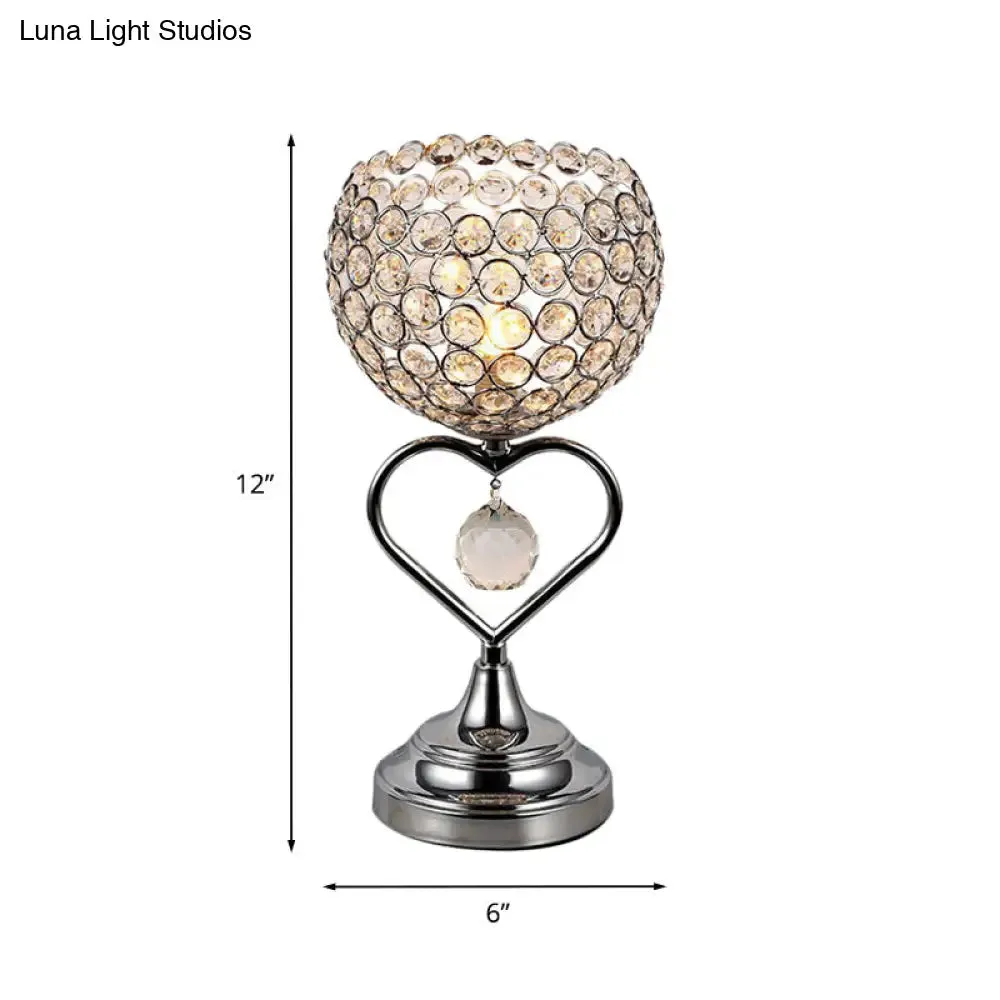 Aria - Chrome Domed Night Lamp with Loving Heart Detail