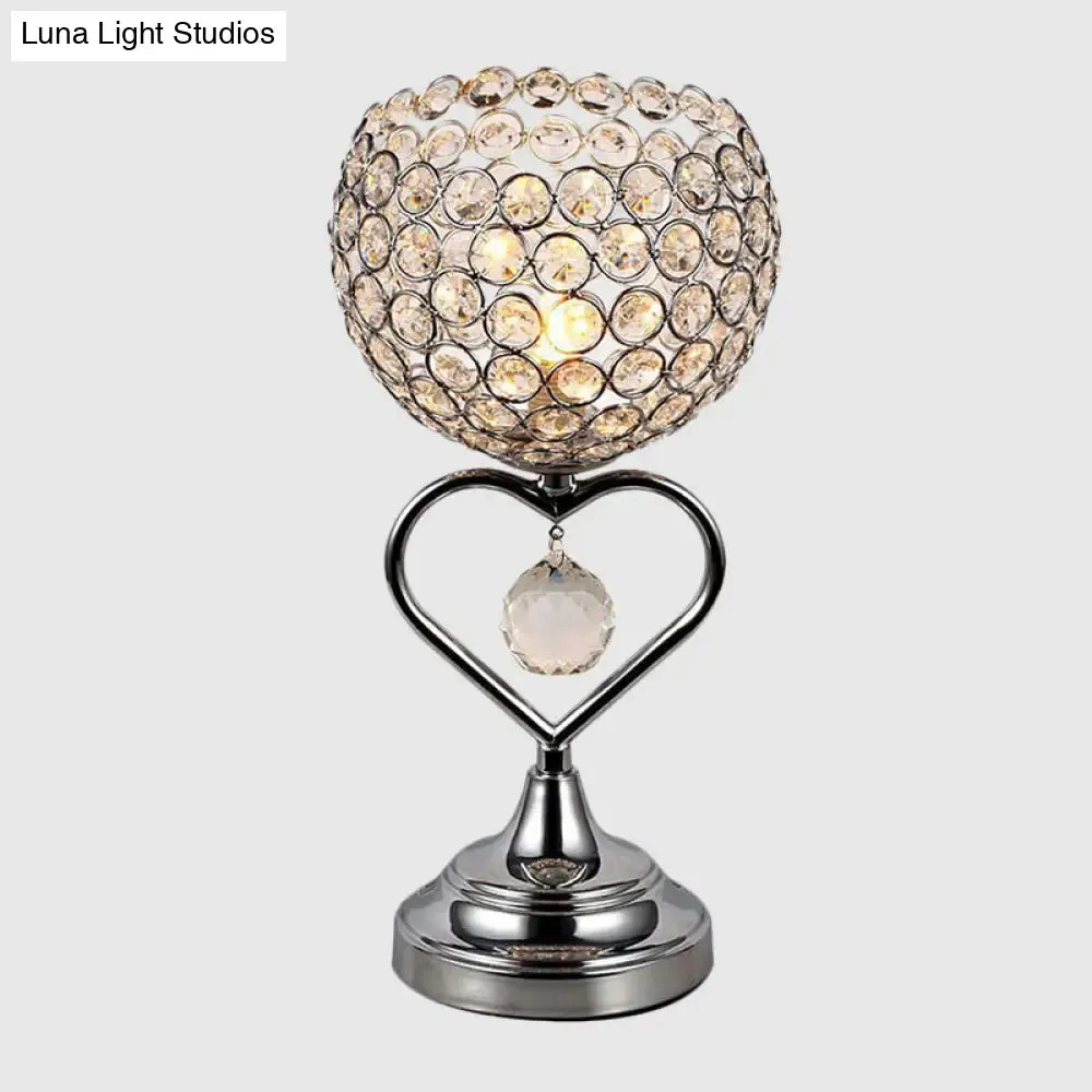 Aria - Chrome Domed Night Lamp with Loving Heart Detail