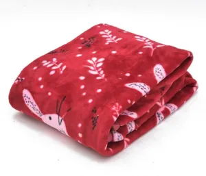 ARIVETS Super Soft Cloudy Printed Single Bed Blanket for Heavy Winter, Single Ply Mink Blanket King Size with 152 x 220 Cm,1.3 Kg (Red, Single Bed)