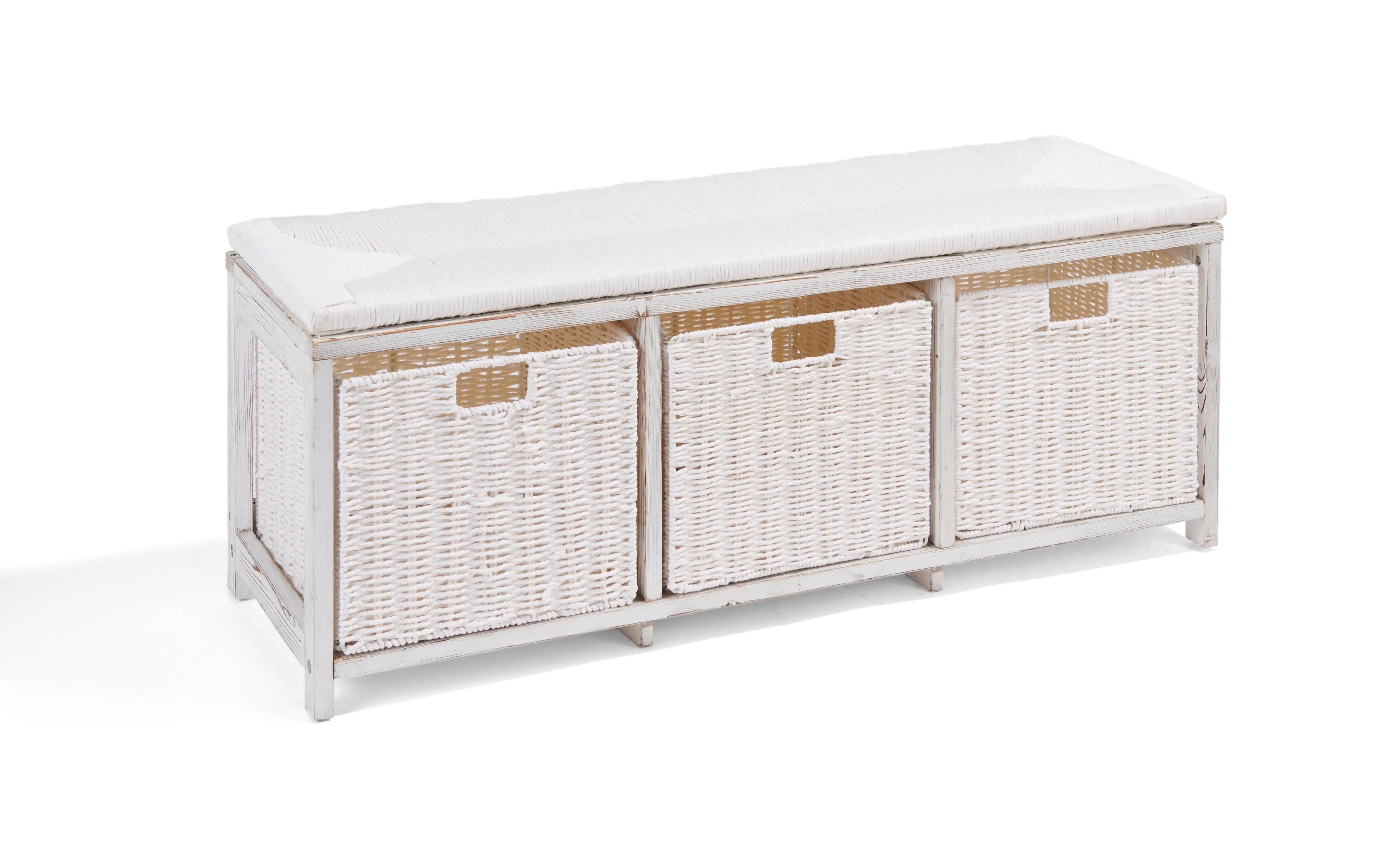 Badger Basket Kid's Storage Bench with Woven Top and Baskets