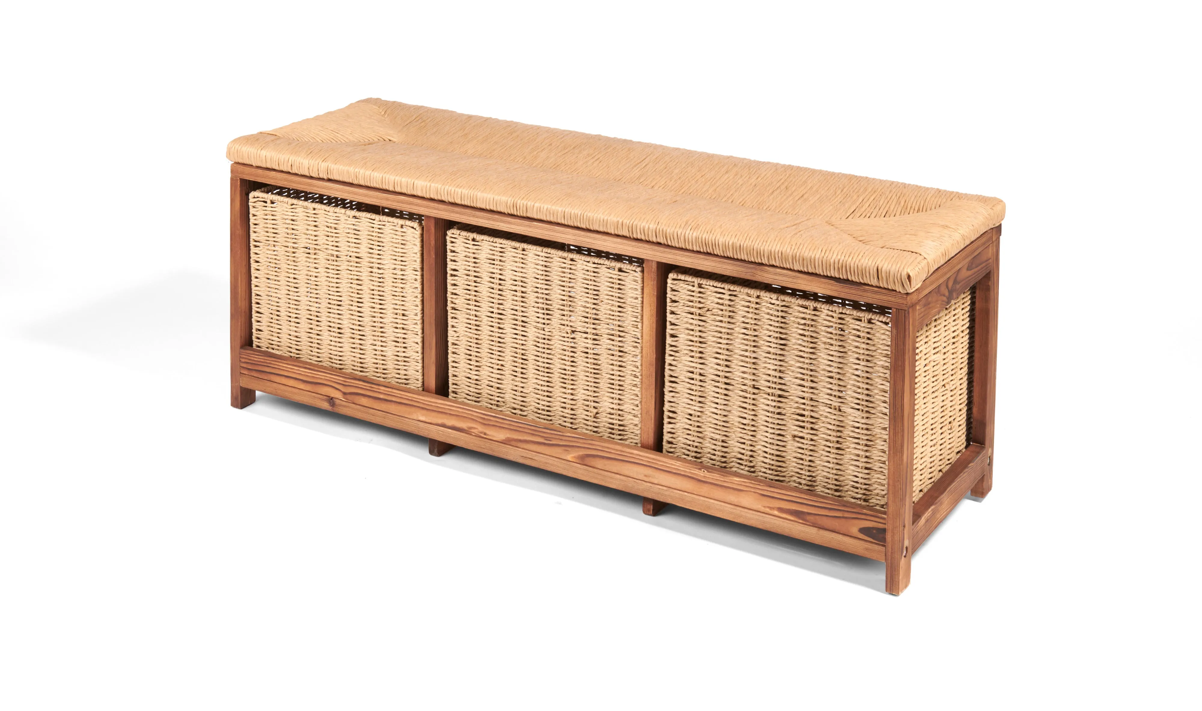 Badger Basket Kid's Storage Bench with Woven Top and Baskets