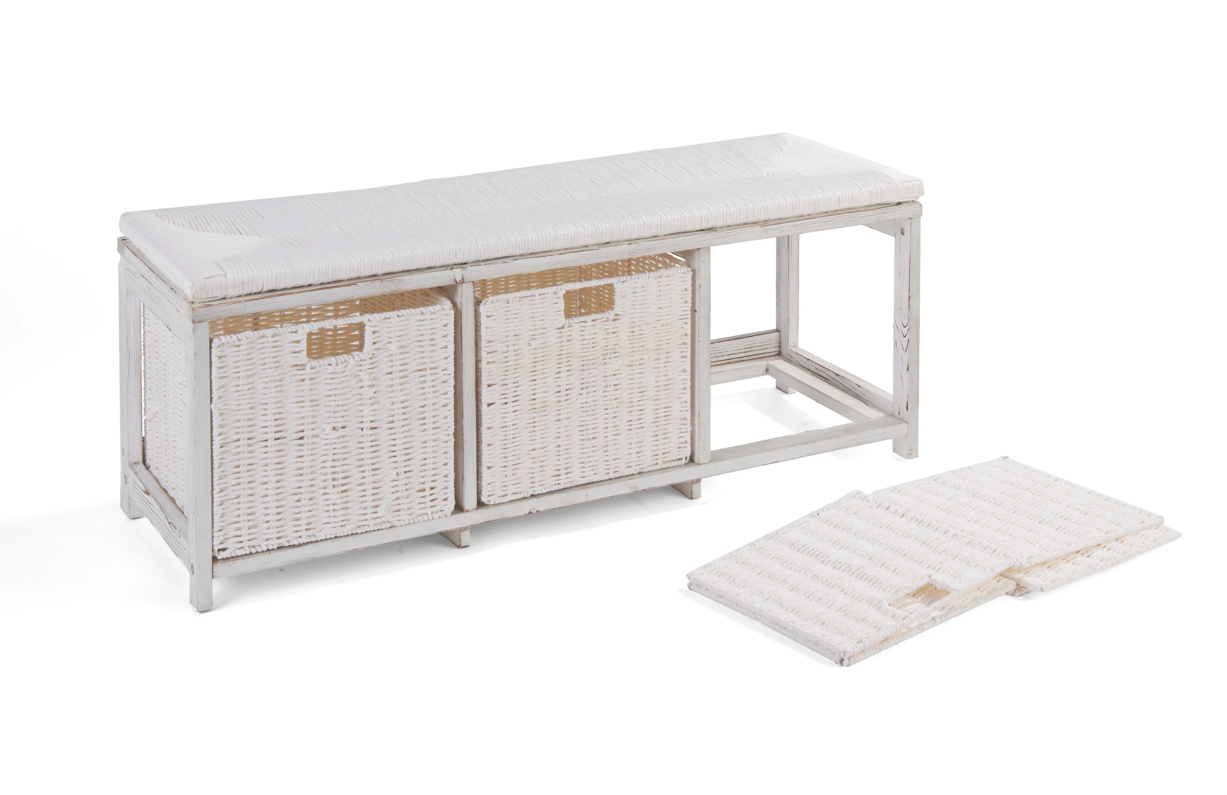 Badger Basket Kid's Storage Bench with Woven Top and Baskets