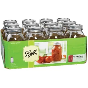 Ball Canning Jars, Regular Mouth Quart - Case of 12