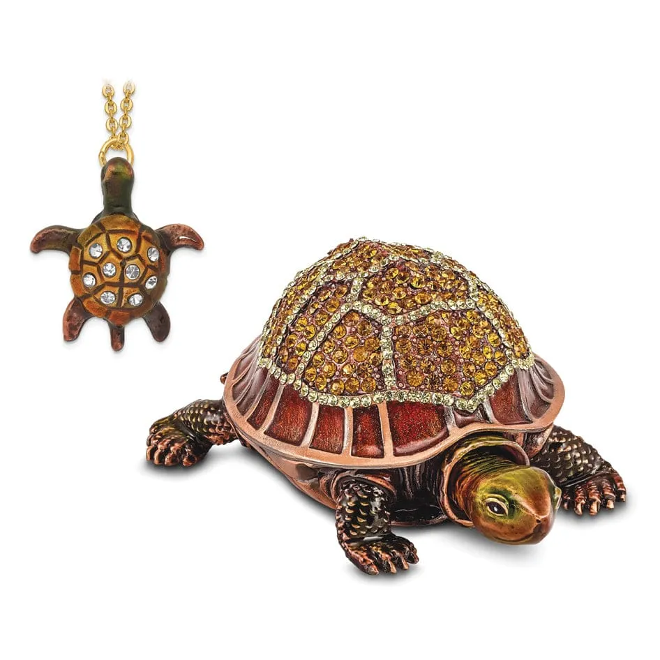 Bejeweled Multi Color RHODA Tortoise with Moving Head Trinket Box