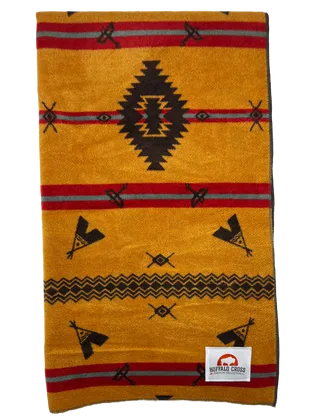 Buffalo Cross Throw Blanket - Teepee Mustard #5