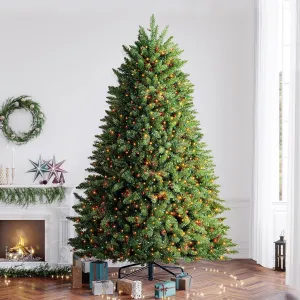 cozy 6ft Pre-Lit Spruce Christmas Tree with 500 Color Lights, Artificial Multi-Color Xmas Tree 9' 9'