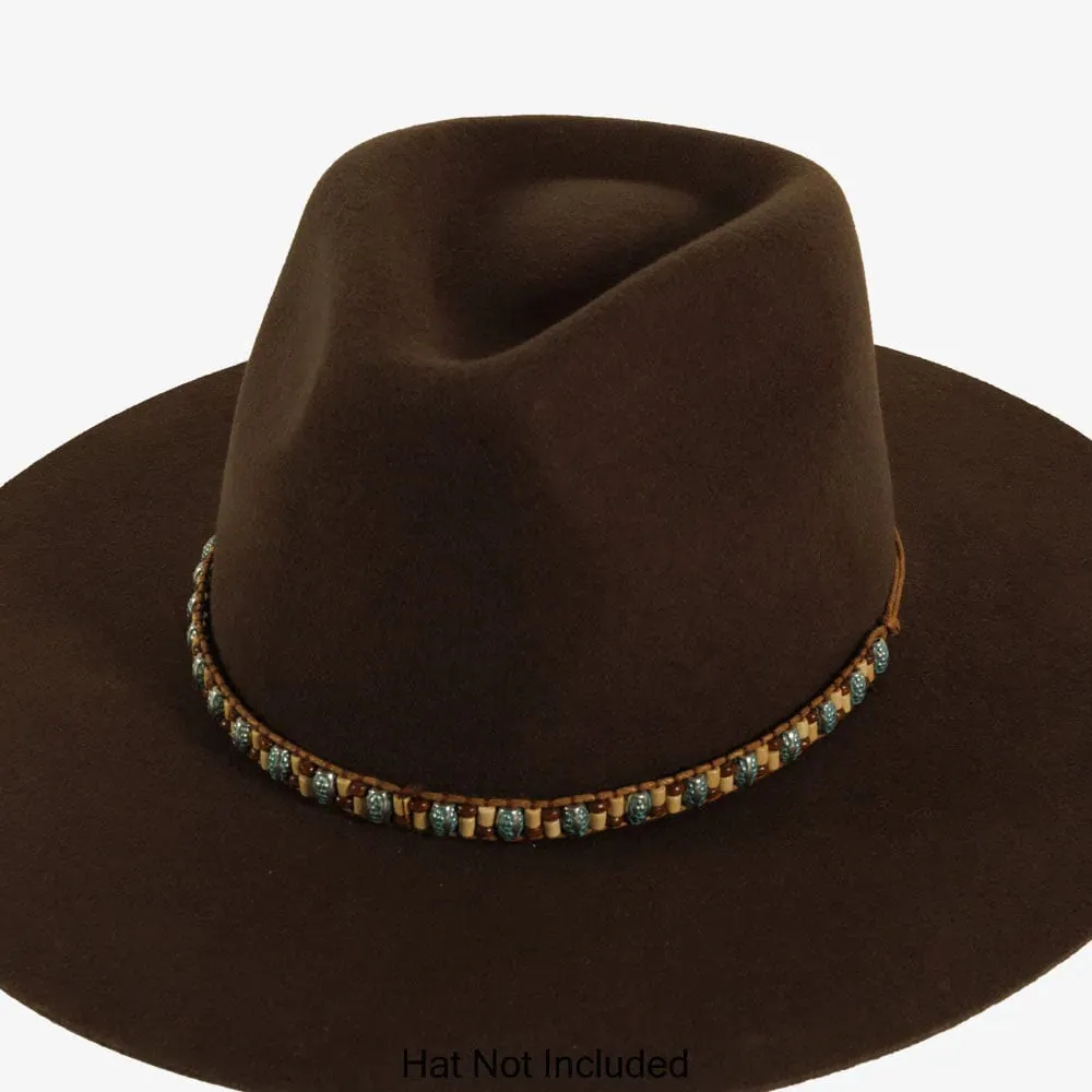 Cyan | Twine Hat Band with Mini Beads and Trinkets