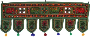 Decorative Entrance Toran Door Hanging Ethnic India Hanging (Green, 34 x 13 inches)