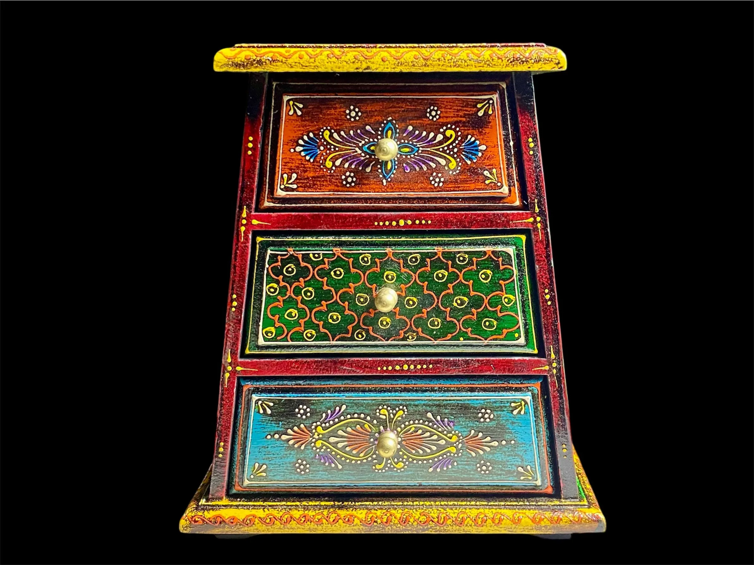 Decorative Painted Chest - Tapered With Three Drawers