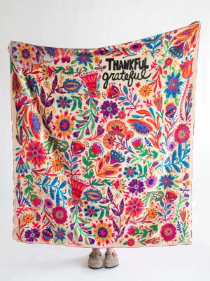 Double-Sided Cozy Throw Blanket - Thankful Grateful