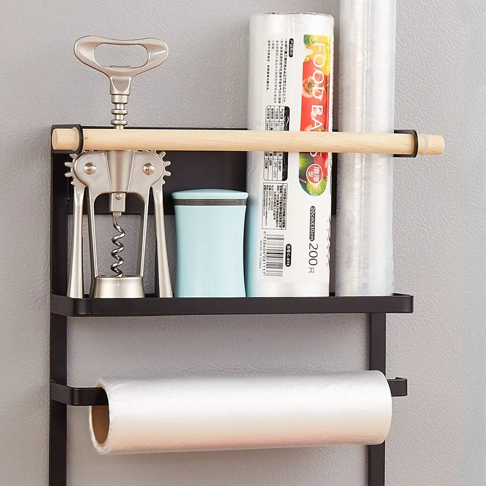 Durable Magnetic Storage Rack with Hooks & Shelves