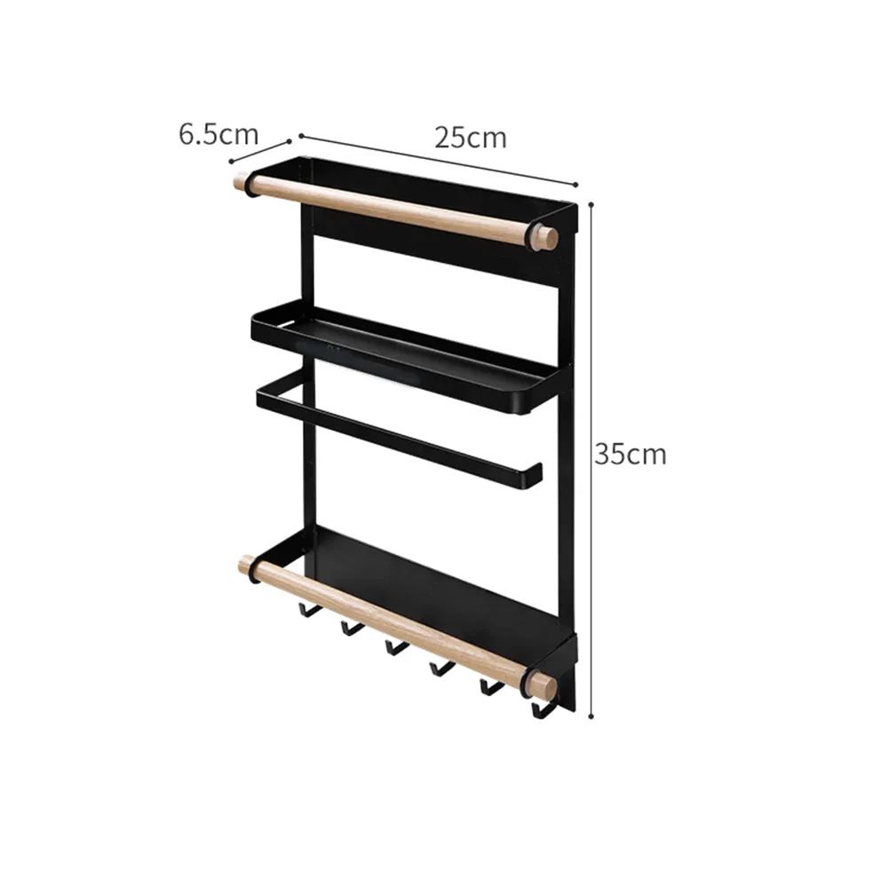 Durable Magnetic Storage Rack with Hooks & Shelves