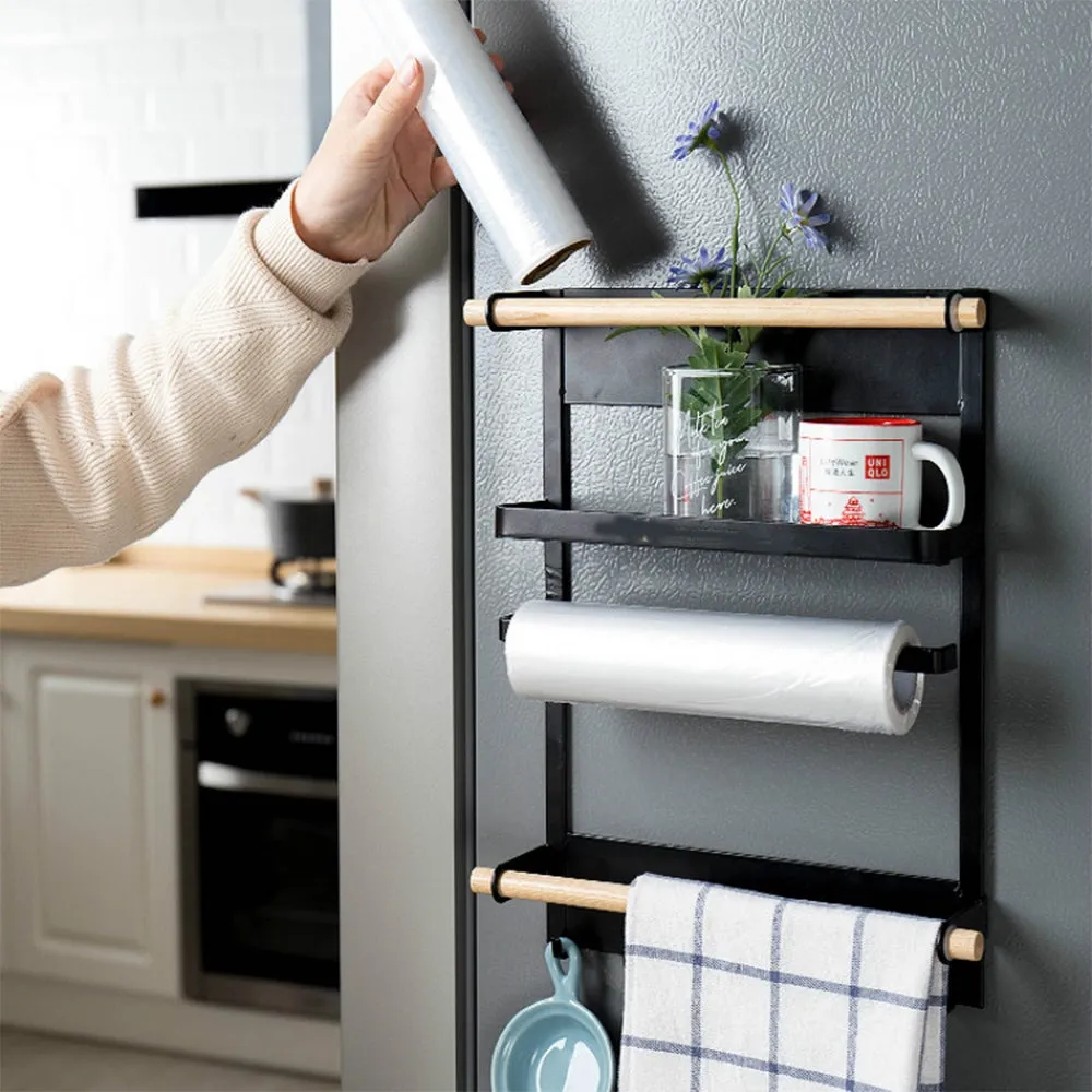 Durable Magnetic Storage Rack with Hooks & Shelves