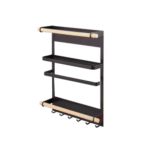 Durable Magnetic Storage Rack with Hooks & Shelves