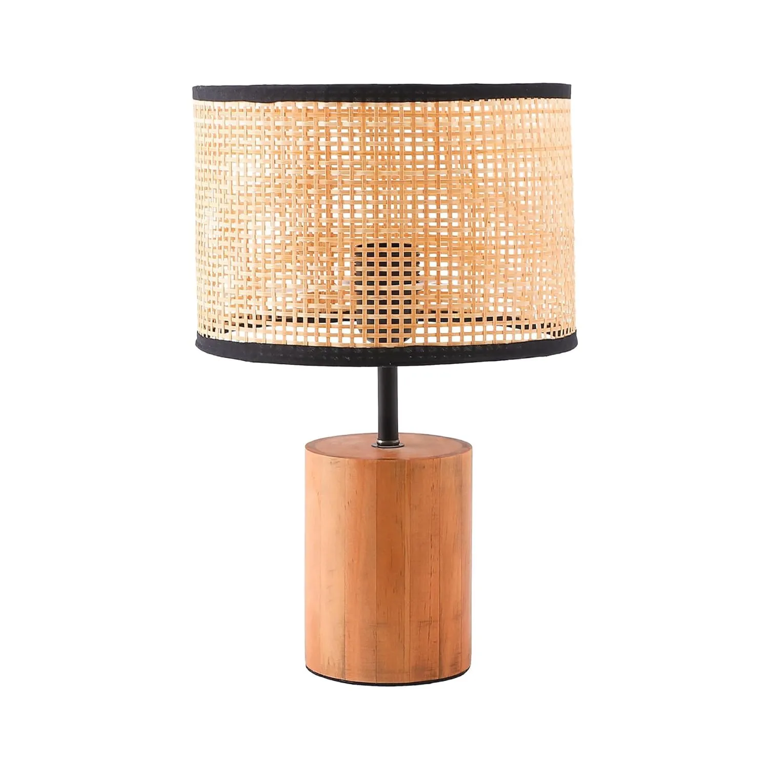 Ekhasa Wooden Bedside Lamp | Table Lamps for Home Decoration with Bamboo Shade | Wooden Base Side Table Lamp for Living Room | Bed Side Lamp | Aesthetic Night Bed Lamps for Bedroom