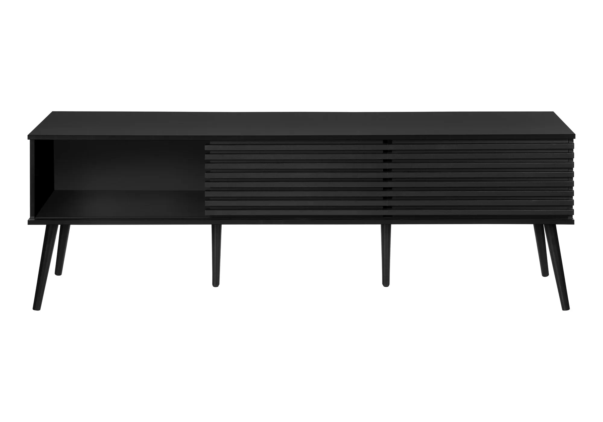 EliteMedia 72-Inch TV Stand & Entertainment Center - Contemporary Black Laminate with Storage