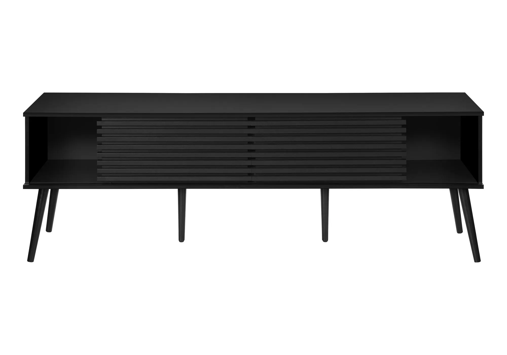 EliteMedia 72-Inch TV Stand & Entertainment Center - Contemporary Black Laminate with Storage