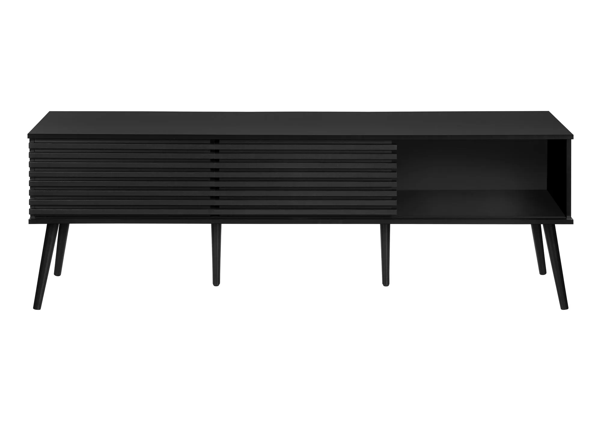 EliteMedia 72-Inch TV Stand & Entertainment Center - Contemporary Black Laminate with Storage