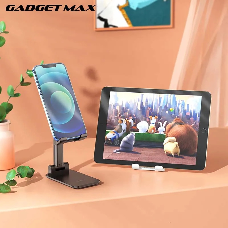 GADGET MAX GH01 PHONE & TABLET HOLDER ADJUSTABLE SIZE (4.7"-10") - BLACK