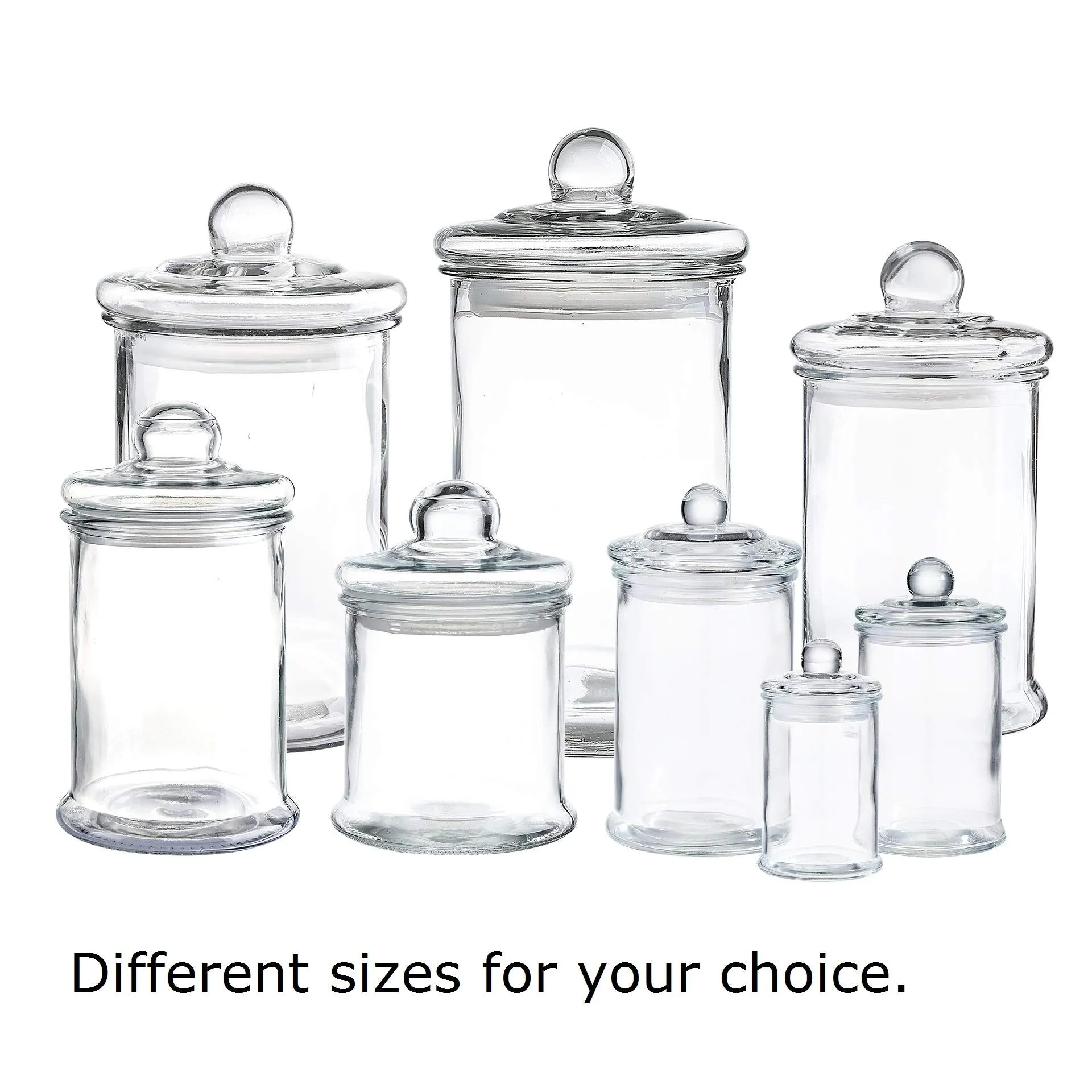 Glass Apothecary Jars Bathroom Storage Organizer Canisters (D3.5"XH7"