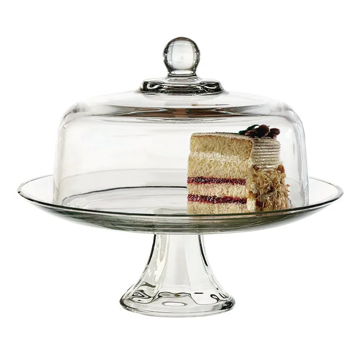 Glass Cake Set w/Dome 13in