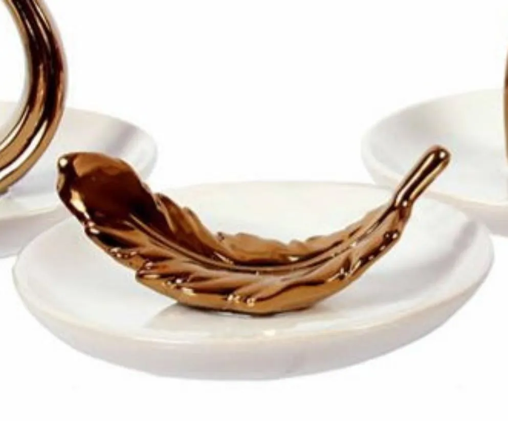 Gold Ceramic Trinket Jewelry Dish