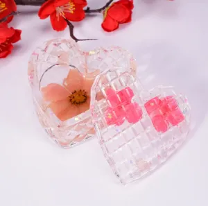 Heart Box Mold, Silicone Box Molds, Resin Silicone Jewelry Box Molds with Lid, Diamond Cut Trinkets Box Mold, Plaster DIY Tray Epoxy