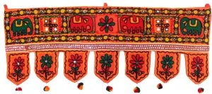 India Wall Door Hanging Toran Indian Tapestry Home Decor (Orange, 34 x 13 inches)