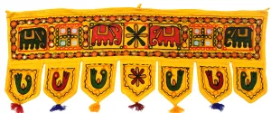 Indian Door Hanging Toran Window Valance India Decor (Yellow, 34 x 13 inches)