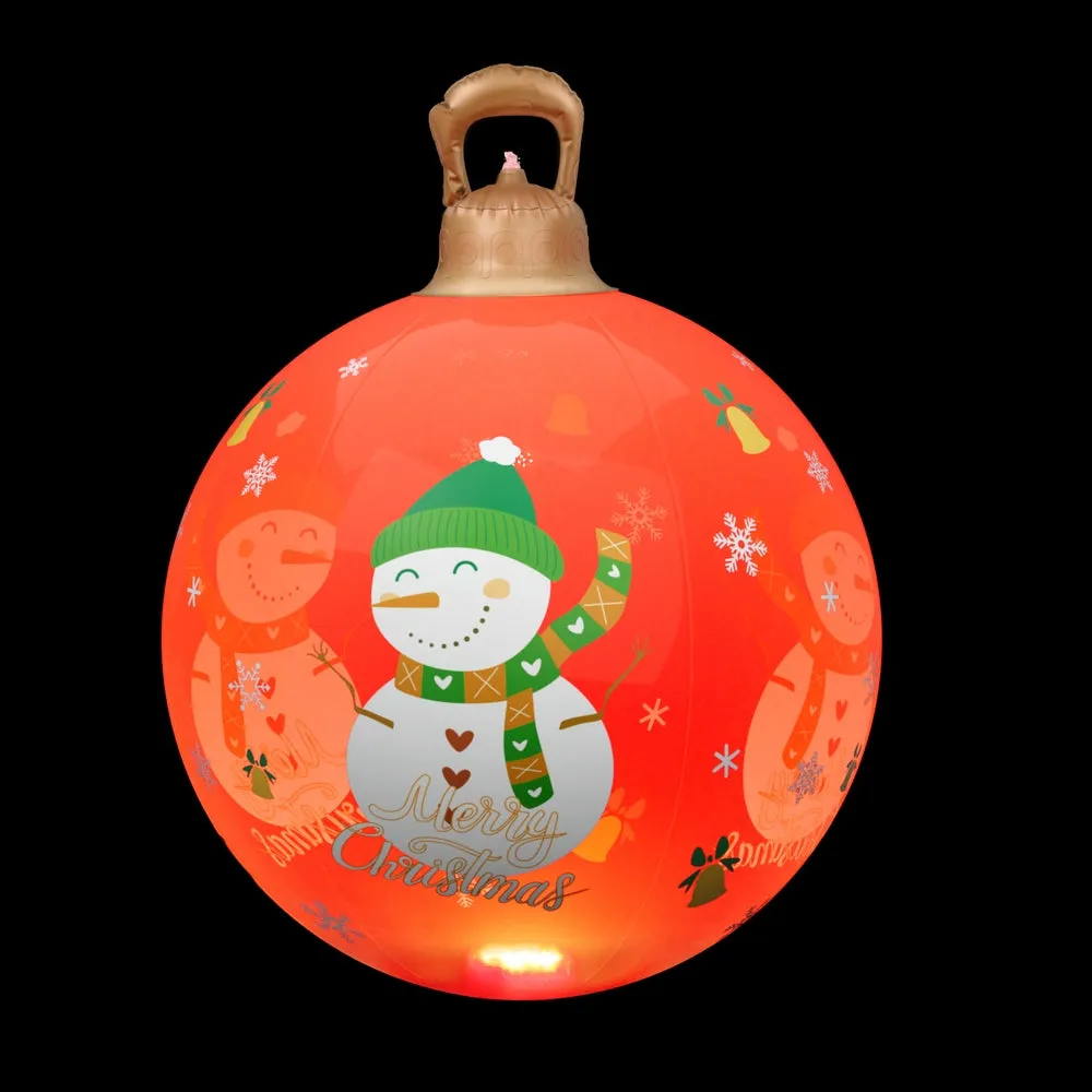 Jingle Jollys Christmas Inflatable Ball Led 60cm Snowman Decoration Bauble Red