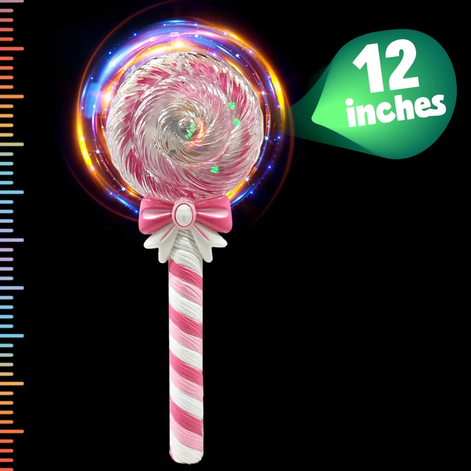 Kicko Light Up Lollipop Magic Wand - 12 Inch - 1 Pack - Blue or Pink - LED Princess