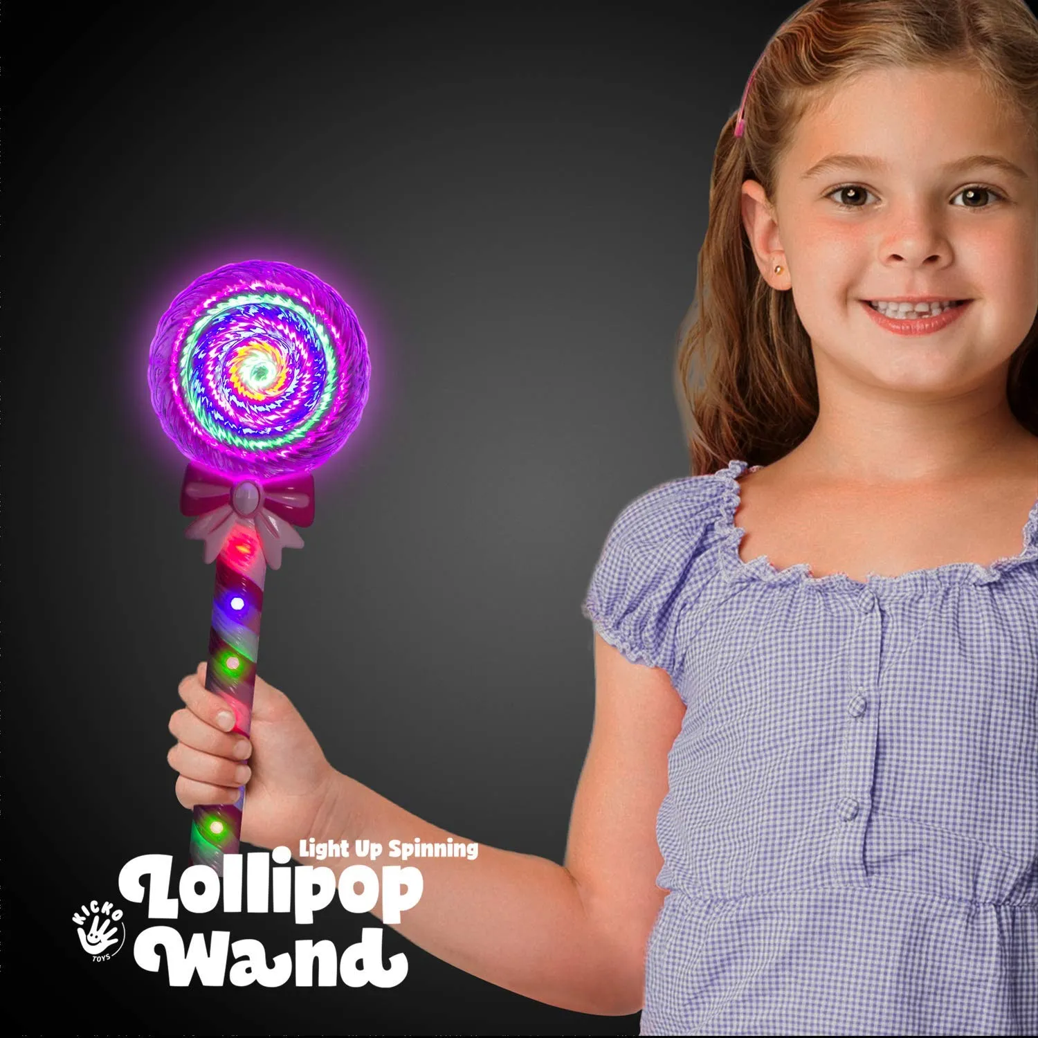 Kicko Light Up Lollipop Magic Wand - 12 Inch - 1 Pack - Blue or Pink - LED Princess