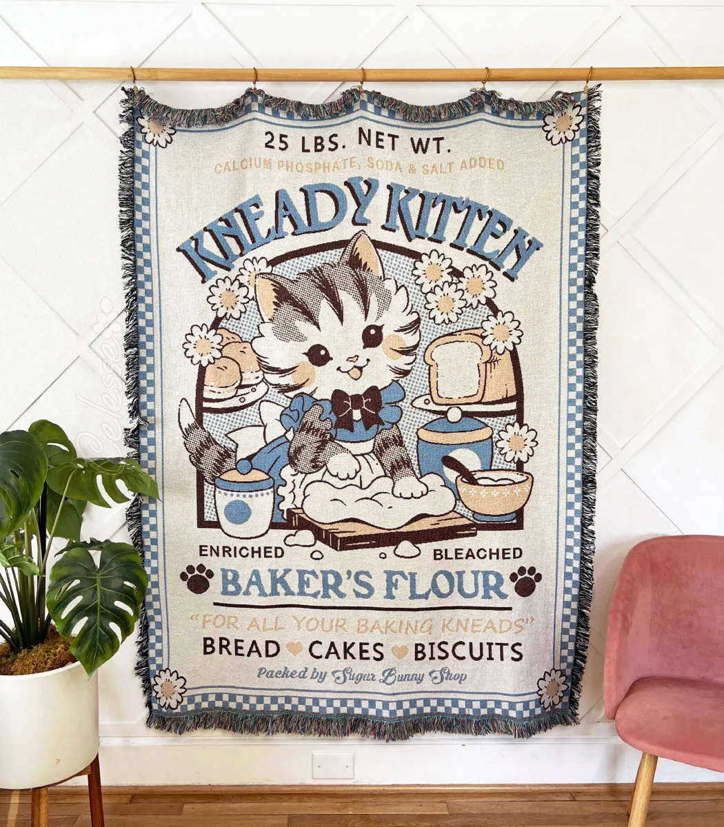 Kneady Kitten Baker's Flour Woven Blanket