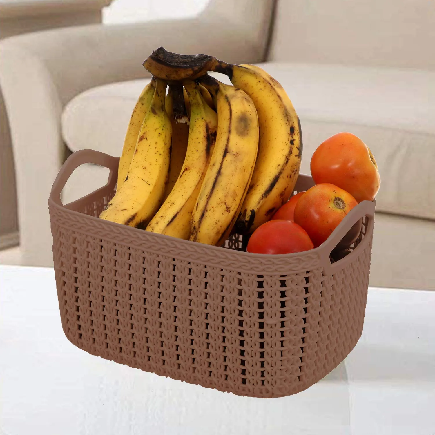 Kuber Industries Plastic Multipurpose Large Size Flexible Storage Baskets/Fruit Vegetable Bathroom Stationary Home Basket with Handles (MultiColour) -CTKTC042889, Pack of 1