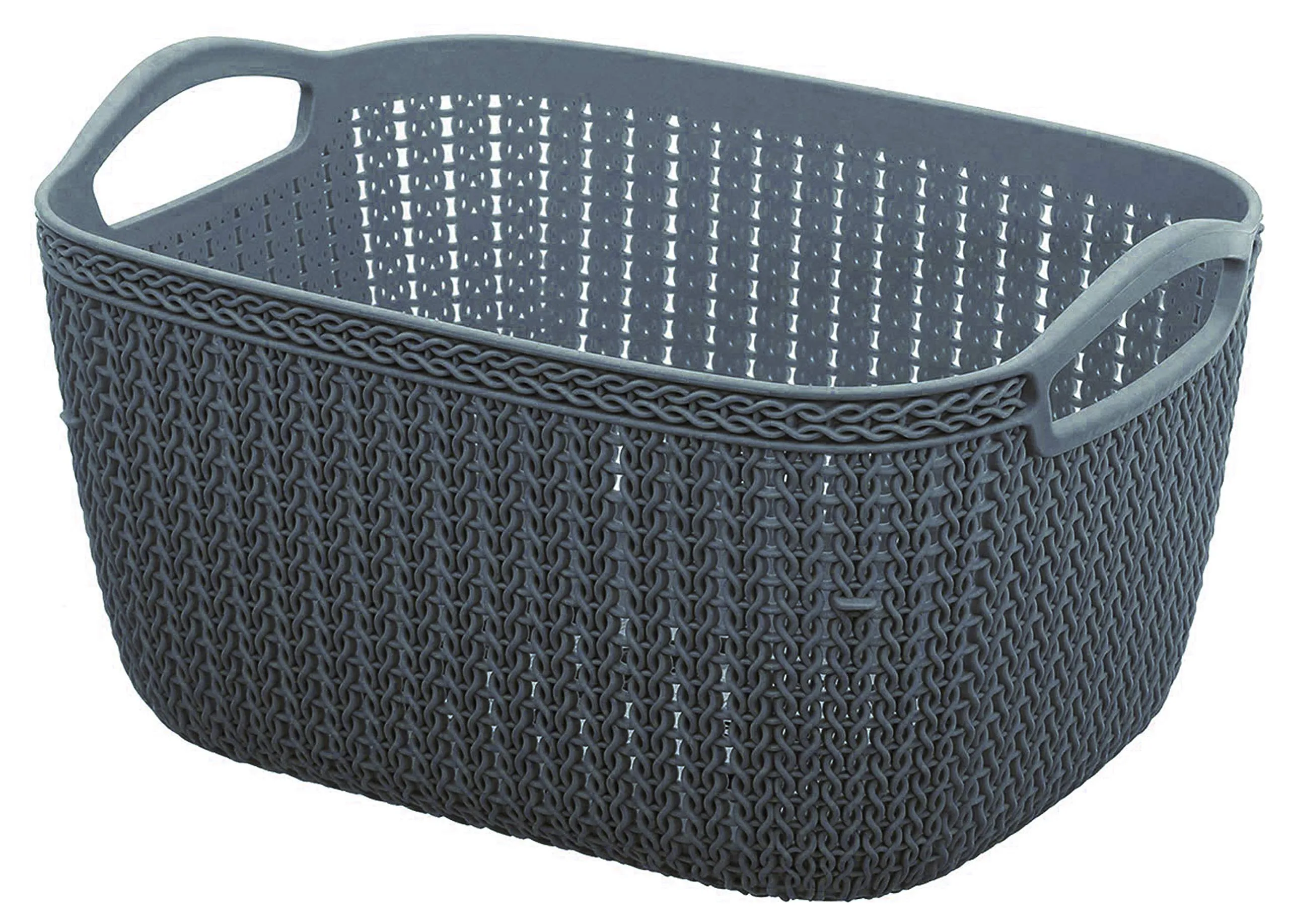 Kuber Industries Q-6 Unbreakable Plastic 2 Pieces Multipurpose Large Size Flexible Storage Baskets/Fruit Vegetable Bathroom Stationary Home Basket with Handles (Grey)