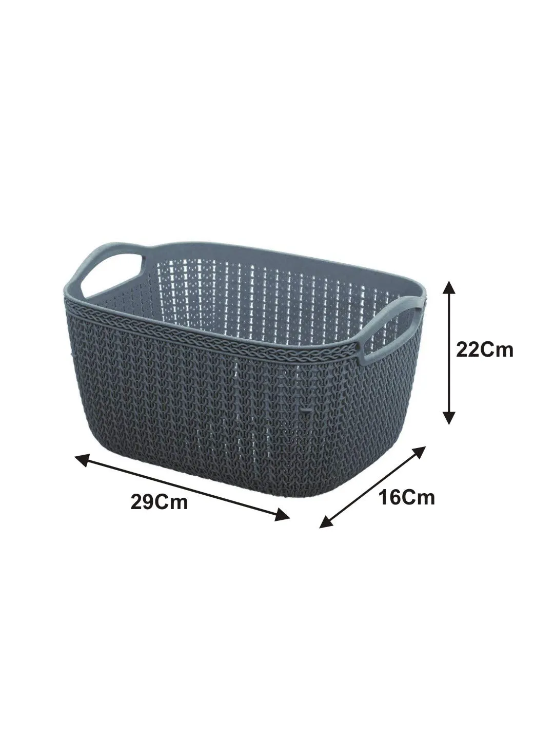 Kuber Industries Q-6 Unbreakable Plastic 2 Pieces Multipurpose Large Size Flexible Storage Baskets/Fruit Vegetable Bathroom Stationary Home Basket with Handles (Grey)