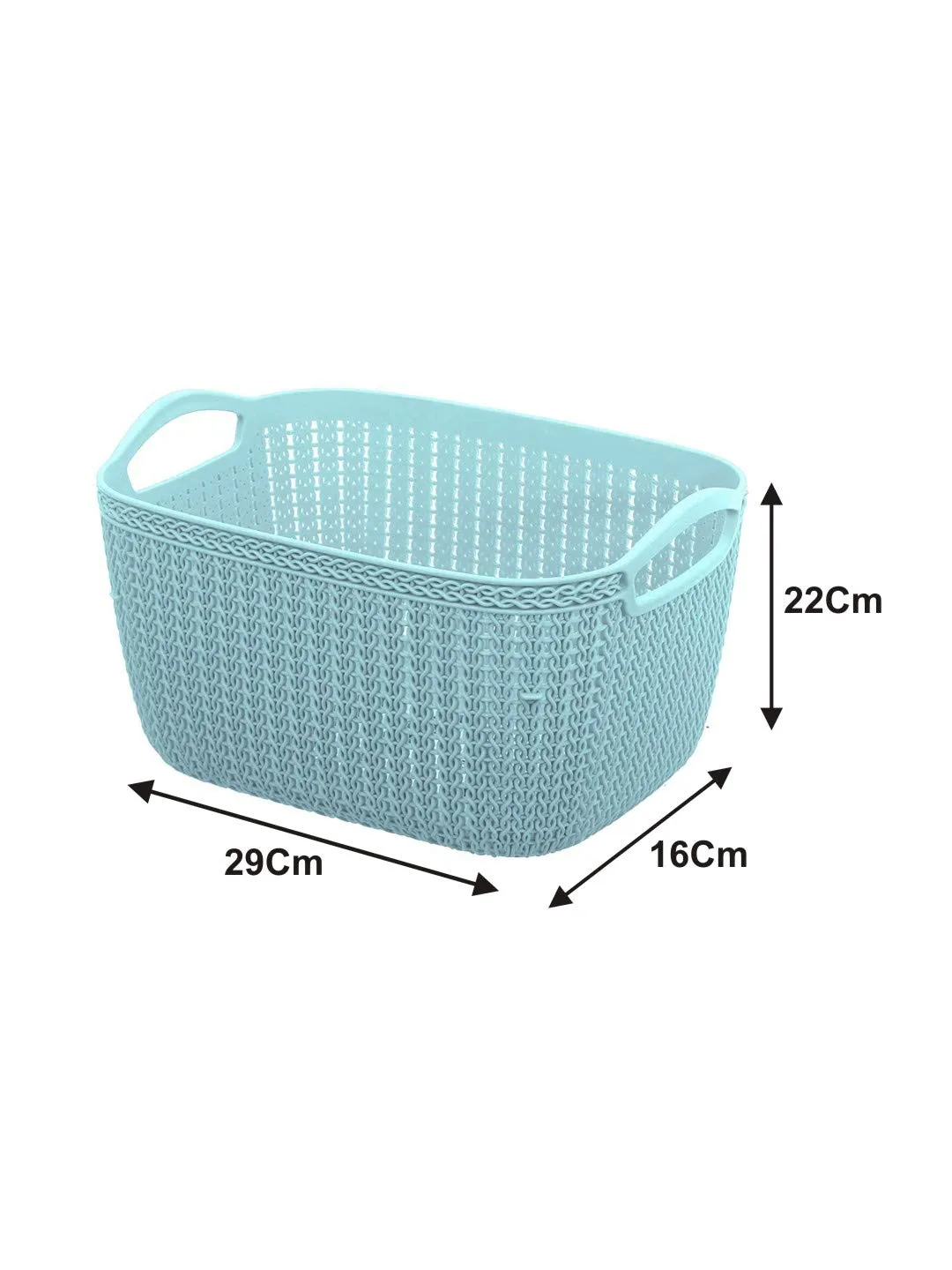 Kuber Industries Q-6 Unbreakable Plastic 2 Pieces Multipurpose Large Size Flexible Storage Baskets/Fruit Vegetable Bathroom Stationary Home Basket with Handles (Light Blue)