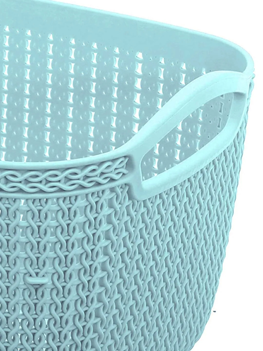 Kuber Industries Q-6 Unbreakable Plastic 2 Pieces Multipurpose Large Size Flexible Storage Baskets/Fruit Vegetable Bathroom Stationary Home Basket with Handles (Light Blue)